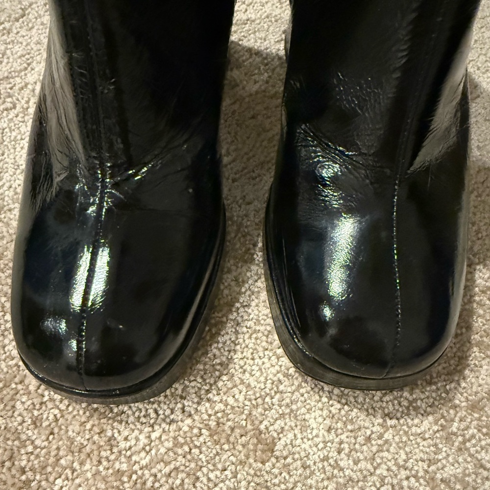 JONAK Black Patented  Leather Heeled Boots - Picture 2 of 7